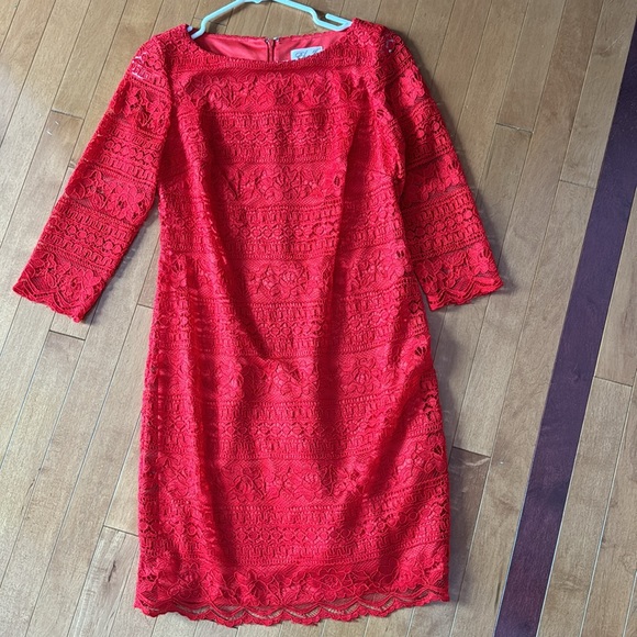 Eliza J. Red Lace 3/4 Sleeve Dress - Picture 3 of 3